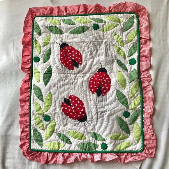 Vintage Britannica Home Fashions Ladybug Standard Pillow Sham Quilted 26" X 20" - Picture 2 of 16